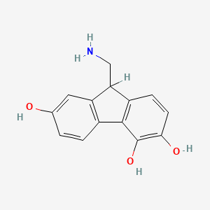 molecular formula C14H13NO3 B1212754 9-(Aminomethyl)-9H-fluorene-2,5,6-triol CAS No. 103692-55-3