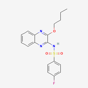 molecular formula C18H18FN3O3S B12127544 N-(3-butoxyquinoxalin-2-yl)-4-fluorobenzene-1-sulfonamide 