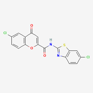 molecular formula C17H8Cl2N2O3S B12127607 6-chloro-N-(6-chloro-1,3-benzothiazol-2-yl)-4-oxo-4H-chromene-2-carboxamide 
