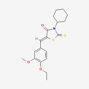 molecular formula C19H23NO3S2 B12127656 (5Z)-3-cyclohexyl-5-(4-ethoxy-3-methoxybenzylidene)-2-thioxo-1,3-thiazolidin-4-one 
