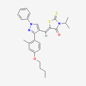 molecular formula C27H29N3O2S2 B12127683 (5Z)-5-{[3-(4-butoxy-2-methylphenyl)-1-phenyl-1H-pyrazol-4-yl]methylidene}-3-(propan-2-yl)-2-thioxo-1,3-thiazolidin-4-one 