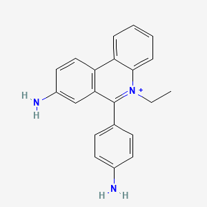 molecular formula C21H20N3+ B1212772 Phenanthridinium, 8-amino-6-(4-aminophenyl)-5-ethyl- CAS No. 68613-54-7
