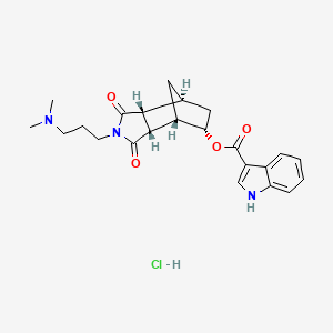 [(1S,2R,6S,7S,8S)-4-[3-(Dimethylamino)propyl]-3,5-dioxo-4-azatricyclo[5.2.1.02,6]decan-8-yl] 1H-indole-3-carboxylate;hydrochloride