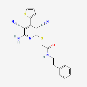 2-[(6-amino-3,5-dicyano-4-thiophen-2-yl-2-pyridinyl)thio]-N-(2-phenylethyl)acetamide