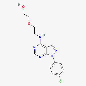molecular formula C15H16ClN5O2 B1212802 2-(2-{[1-(4-CHLOROPHENYL)-1H-PYRAZOLO[3,4-D]PYRIMIDIN-4-YL]AMINO}ETHOXY)ETHAN-1-OL 