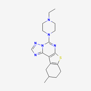 7-(4-Ethylpiperazin-1-yl)-14-methyl-10-thia-3,5,6,8-tetrazatetracyclo[7.7.0.02,6.011,16]hexadeca-1(9),2,4,7,11(16)-pentaene