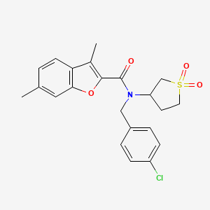 molecular formula C22H22ClNO4S B12128078 N-(4-chlorobenzyl)-N-(1,1-dioxidotetrahydrothiophen-3-yl)-3,6-dimethyl-1-benzofuran-2-carboxamide 