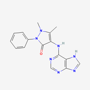 molecular formula C16H15N7O B12128128 Antipyrine, 4-(9H-purin-6-ylamino)- CAS No. 52972-57-3