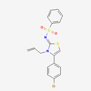 molecular formula C18H15BrN2O2S2 B12128136 N-[(2Z)-4-(4-bromophenyl)-3-(prop-2-en-1-yl)-1,3-thiazol-2(3H)-ylidene]benzenesulfonamide 
