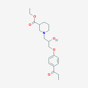 molecular formula C20H29NO5 B12128149 Ethyl 1-[2-hydroxy-3-(4-propanoylphenoxy)propyl]piperidine-3-carboxylate 