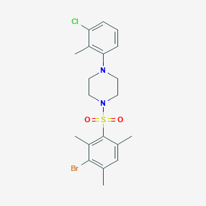 molecular formula C20H24BrClN2O2S B12128164 1-(3-Bromo-2,4,6-trimethylbenzenesulfonyl)-4-(3-chloro-2-methylphenyl)piperazine 