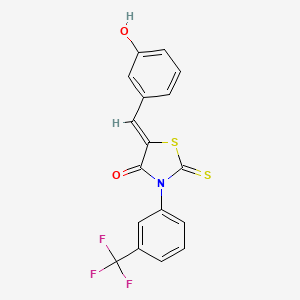 molecular formula C17H10F3NO2S2 B12128169 (5Z)-5-(3-hydroxybenzylidene)-2-thioxo-3-[3-(trifluoromethyl)phenyl]-1,3-thiazolidin-4-one 