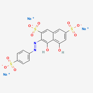 molecular formula C16H10N2Na3O11S3+ B1212820 Trisodium;4,5-dihydroxy-3-[(4-sulfophenyl)diazenyl]naphthalene-2,7-disulfonate CAS No. 23647-14-5