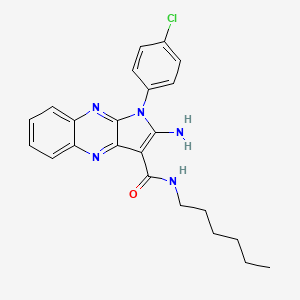 molecular formula C23H24ClN5O B12128206 2-amino-1-(4-chlorophenyl)-N-hexyl-1H-pyrrolo[2,3-b]quinoxaline-3-carboxamide 