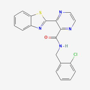 molecular formula C19H13ClN4OS B12128262 3-(1,3-benzothiazol-2-yl)-N-(2-chlorobenzyl)pyrazine-2-carboxamide 