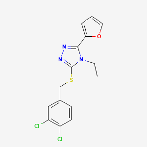 molecular formula C15H13Cl2N3OS B12128267 3-{[(3,4-dichlorophenyl)methyl]sulfanyl}-4-ethyl-5-(furan-2-yl)-4H-1,2,4-triazole 