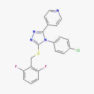 molecular formula C20H13ClF2N4S B12128341 4-{4-(4-chlorophenyl)-5-[(2,6-difluorobenzyl)sulfanyl]-4H-1,2,4-triazol-3-yl}pyridine 