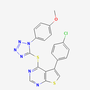 molecular formula C20H13ClN6OS2 B12128527 5-(4-chlorophenyl)-4-{[1-(4-methoxyphenyl)-1H-tetrazol-5-yl]sulfanyl}thieno[2,3-d]pyrimidine 