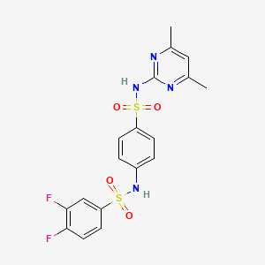 molecular formula C18H16F2N4O4S2 B12128544 N-{4-[(4,6-dimethylpyrimidin-2-yl)sulfamoyl]phenyl}-3,4-difluorobenzenesulfonamide 