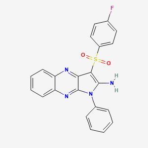 molecular formula C22H15FN4O2S B12128559 3-[(4-fluorophenyl)sulfonyl]-1-phenyl-1H-pyrrolo[2,3-b]quinoxalin-2-amine 