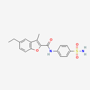 molecular formula C18H18N2O4S B12128561 5-ethyl-3-methyl-N-(4-sulfamoylphenyl)-1-benzofuran-2-carboxamide 