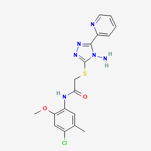 molecular formula C17H17ClN6O2S B12128570 2-{[4-amino-5-(pyridin-2-yl)-4H-1,2,4-triazol-3-yl]sulfanyl}-N-(4-chloro-2-methoxy-5-methylphenyl)acetamide 