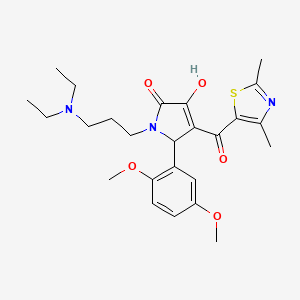 molecular formula C25H33N3O5S B12128671 1-[3-(Diethylamino)propyl]-5-(2,5-dimethoxyphenyl)-4-[(2,4-dimethyl(1,3-thiazo l-5-yl))carbonyl]-3-hydroxy-3-pyrrolin-2-one 