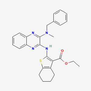 molecular formula C27H28N4O2S B12128700 Ethyl 2-({3-[benzyl(methyl)amino]quinoxalin-2-yl}amino)-4,5,6,7-tetrahydro-1-benzothiophene-3-carboxylate 