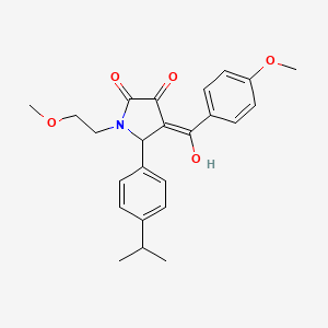 molecular formula C24H27NO5 B12128753 (4E)-4-[hydroxy(4-methoxyphenyl)methylidene]-1-(2-methoxyethyl)-5-[4-(propan-2-yl)phenyl]pyrrolidine-2,3-dione 