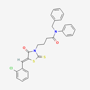 molecular formula C27H23ClN2O2S2 B12128887 N-benzyl-4-[(5Z)-5-(2-chlorobenzylidene)-4-oxo-2-thioxo-1,3-thiazolidin-3-yl]-N-phenylbutanamide 