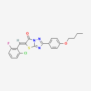 molecular formula C21H17ClFN3O2S B12128956 (5Z)-2-(4-butoxyphenyl)-5-(2-chloro-6-fluorobenzylidene)[1,3]thiazolo[3,2-b][1,2,4]triazol-6(5H)-one 