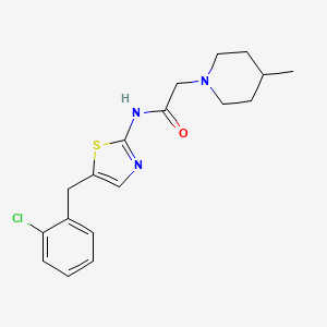 molecular formula C18H22ClN3OS B12128966 N-[5-(2-chlorobenzyl)-1,3-thiazol-2-yl]-2-(4-methylpiperidin-1-yl)acetamide 