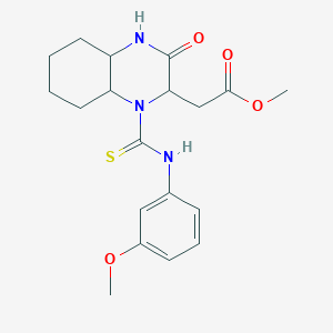 molecular formula C19H25N3O4S B12128989 Methyl {1-[(3-methoxyphenyl)carbamothioyl]-3-oxodecahydroquinoxalin-2-yl}acetate 