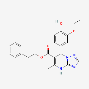 molecular formula C23H24N4O4 B12129073 2-Phenylethyl 7-(3-ethoxy-4-hydroxyphenyl)-5-methyl-4,7-dihydro-[1,2,4]triazolo[1,5-a]pyrimidine-6-carboxylate CAS No. 6840-48-8