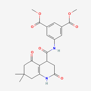 molecular formula C22H24N2O7 B12129103 Dimethyl 5-{[(7,7-dimethyl-2,5-dioxo-1,2,3,4,5,6,7,8-octahydroquinolin-4-yl)carbonyl]amino}benzene-1,3-dicarboxylate 