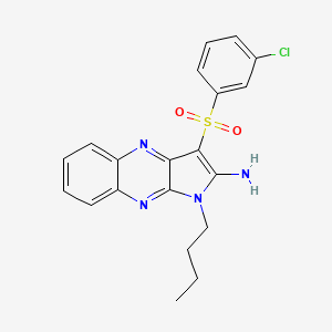 molecular formula C20H19ClN4O2S B12129192 1-butyl-3-[(3-chlorophenyl)sulfonyl]-1H-pyrrolo[2,3-b]quinoxalin-2-amine 