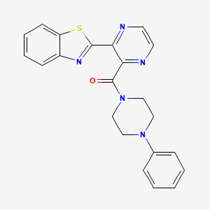 molecular formula C22H19N5OS B12129198 3-Benzothiazol-2-ylpyrazin-2-yl 4-phenylpiperazinyl ketone 