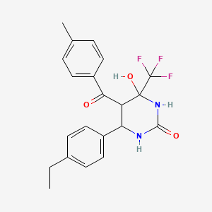 molecular formula C21H21F3N2O3 B12129208 6-(4-Ethylphenyl)-4-hydroxy-5-(4-methylbenzoyl)-4-(trifluoromethyl)-1,3-diazinan-2-one 