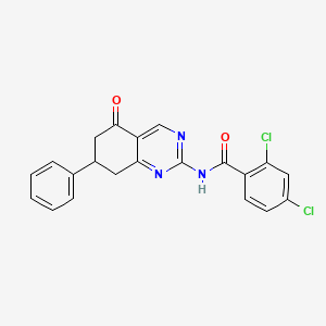 molecular formula C21H15Cl2N3O2 B12129213 2,4-dichloro-N-(5-oxo-7-phenyl-5,6,7,8-tetrahydroquinazolin-2-yl)benzamide 