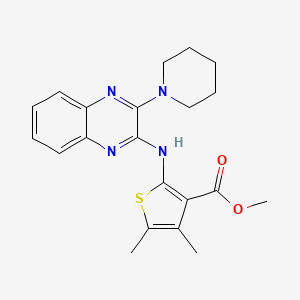 molecular formula C21H24N4O2S B12129247 Methyl 4,5-dimethyl-2-{[3-(piperidin-1-yl)quinoxalin-2-yl]amino}thiophene-3-carboxylate 