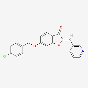 molecular formula C21H14ClNO3 B12129251 (2Z)-6-[(4-chlorobenzyl)oxy]-2-(pyridin-3-ylmethylidene)-1-benzofuran-3(2H)-one 