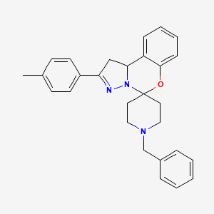 molecular formula C28H29N3O B12129292 1-Benzyl-2'-(4-methylphenyl)-1',10b'-dihydrospiro[piperidine-4,5'-pyrazolo[1,5-c][1,3]benzoxazine] 