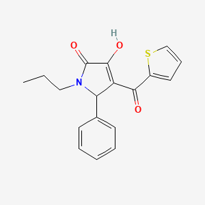 molecular formula C18H17NO3S B12129354 3-hydroxy-5-phenyl-1-propyl-4-(thiophen-2-ylcarbonyl)-1,5-dihydro-2H-pyrrol-2-one 
