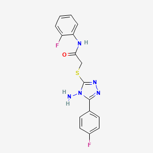 molecular formula C16H13F2N5OS B12129371 2-{[4-amino-5-(4-fluorophenyl)-4H-1,2,4-triazol-3-yl]sulfanyl}-N-(2-fluorophenyl)acetamide 