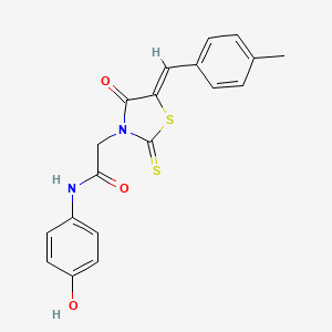 molecular formula C19H16N2O3S2 B12129387 N-(4-hydroxyphenyl)-2-[(5Z)-5-(4-methylbenzylidene)-4-oxo-2-thioxo-1,3-thiazolidin-3-yl]acetamide 