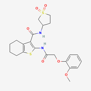 molecular formula C22H26N2O6S2 B12129397 N-(1,1-dioxidotetrahydrothiophen-3-yl)-2-{[(2-methoxyphenoxy)acetyl]amino}-4,5,6,7-tetrahydro-1-benzothiophene-3-carboxamide 