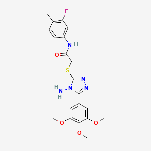 molecular formula C20H22FN5O4S B12129398 2-{[4-amino-5-(3,4,5-trimethoxyphenyl)-4H-1,2,4-triazol-3-yl]sulfanyl}-N-(3-fluoro-4-methylphenyl)acetamide 