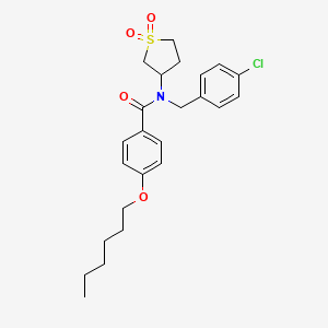 molecular formula C24H30ClNO4S B12129405 N-(4-chlorobenzyl)-N-(1,1-dioxidotetrahydrothiophen-3-yl)-4-(hexyloxy)benzamide 