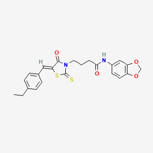 molecular formula C23H22N2O4S2 B12129461 N-(1,3-benzodioxol-5-yl)-4-[(5Z)-5-(4-ethylbenzylidene)-4-oxo-2-thioxo-1,3-thiazolidin-3-yl]butanamide 