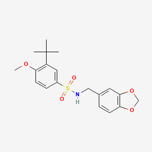 molecular formula C19H23NO5S B12129628 N-(1,3-benzodioxol-5-ylmethyl)-3-tert-butyl-4-methoxybenzenesulfonamide 